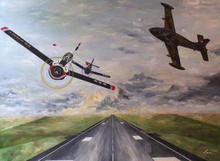 Aviation Mural Close-up!
BAC 167 & T-28's on Runway - 9' X 9'